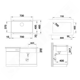 Blanco Etagon 700 - Évier en silgranit, 730x460 mm, avec accessoires, InFino, blanc doux 527078