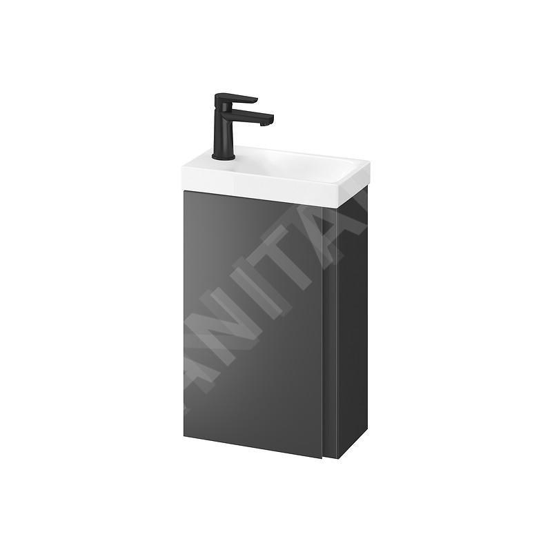 Cersanit Moduo - Meuble avec lave-mains, 59x39x22 cm, 1 porte, charnières G/D, anthracite S801-475