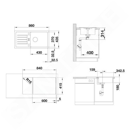 Blanco Favum XL 6 - Évier en silgranit, 860x435 mm, blanc doux 527084