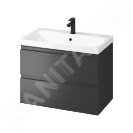 Cersanit Moduo - Meuble avec lavabo, 57x80x45 cm, 2 tiroirs, anthracite S801-484