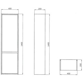 Cersanit Crea - Armoire haute, 140x40x25 cm, 2 portes, charnières G/D, gris S924-025