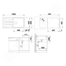 Blanco Sona XL 6 - Évier en silgranit, 1000x500 mm, blanc doux 527158
