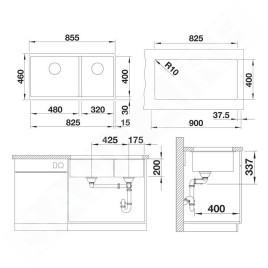 Blanco Subline 480/320 - Évier en Silgranit, 855x460 mm, InFino, blanc doux 527168
