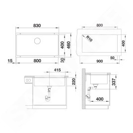 Blanco Subline 800 - Évier en silgranit, 830x460 mm, InFino, blanc doux 527174