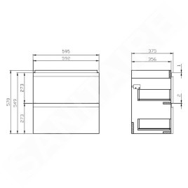 Cersanit Moduo - Meuble-lavabo, 57x60x38cm, 2 tiroirs, blanc S929-004