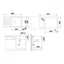 Blanco Legra XL 6 - Évier en silgranit, 860x500 mm, gris 527274