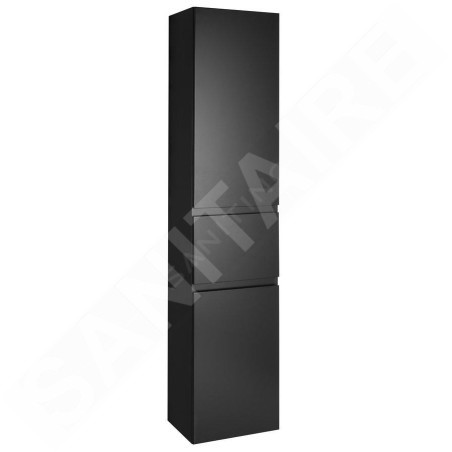 Aqualine Altair - Armoire haute 184x40x31 cm, avec panier, noir mat AI685