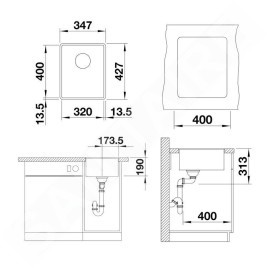 Blanco Subline 320 - Évier en silgranit, 347x427 mm, InFino, gris 527342