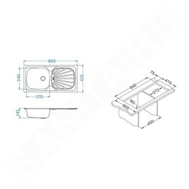 Alveus Basic - Évier 860x435 mm, inox 1008844