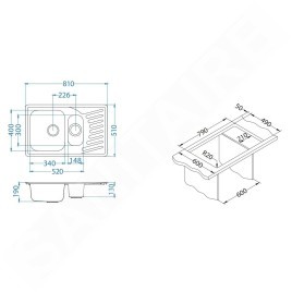 Alveus Elegant - Évier 810x510 mm, inox 1009247