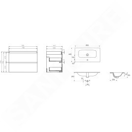 Cersanit Moduo - Meuble avec lavabo, 57x80x45 cm, 2 tiroirs, blanc S801-316-DSM