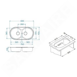 Alveus Form - Évier 830x435 mm, inox 1060039