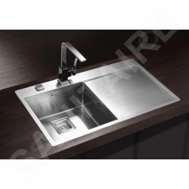 Alveus Stylux - Évier 860x510 mm, avec commande de vidage, bac à gauche, noir 1084293