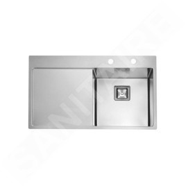 Alveus Stylux - Évier 860x510 mm, avec commande de vidage, bac à droite, inox 1084294