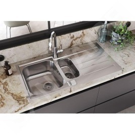 Alveus Line Maxim - Évier 985x505 mm, avec commande du vidage, inox 1085952