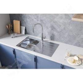 Alveus Line Maxim - Évier 865x505 mm, avec commande du vidage, inox 1085954