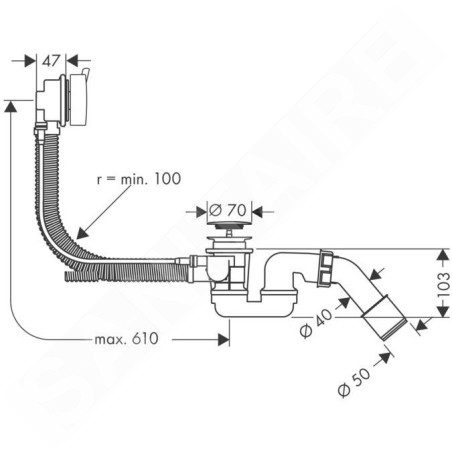 Hansgrohe Flexaplus S - Ensemble complet avec set de finition, garniture de vidage et trop-plein pour baignoires normales