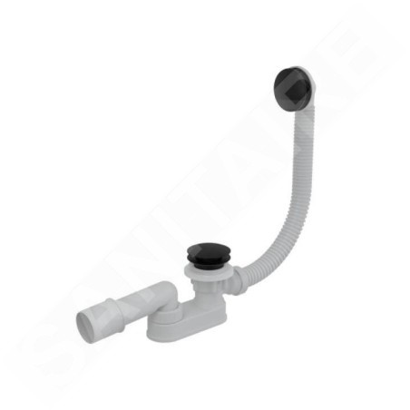 Alcadrain Garnitures de vidage - Garniture de vidage et de trop-plein, longueur 570 mm, Click-Clack, noir mat A507BLACK