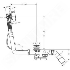 Hansgrohe Exafill S - Ensemble complet d’évacuation de baignoire avec garniture de vidage et trop-plein pour baignoires