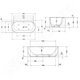 Duravit Luv - Baignoire îlot, 1800x950 mm, DuraSolid, blanc 700433000000000