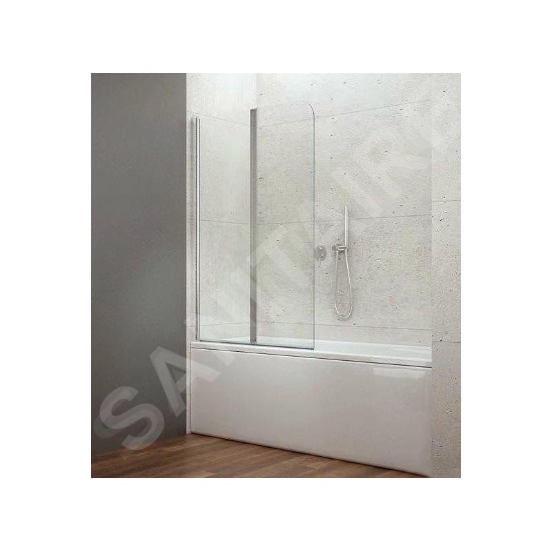 Aqualine Wila - Paroi de baignoire pliante 900x1400 mm, aluminium brillant/verre clair AQ5742