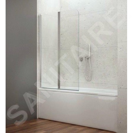 Aqualine Wila - Paroi de baignoire pliante 900x1400 mm, aluminium brillant/verre clair AQ5742