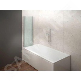 Aqualine Wila - Paroi de baignoire pliante 900x1400 mm, aluminium brillant/verre clair AQ5742