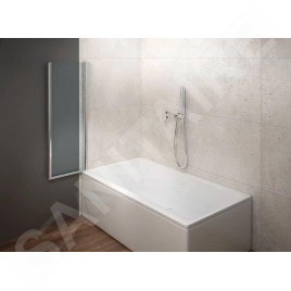 Aqualine Wila - Paroi de baignoire pliante 900x1400 mm, aluminium brillant/verre clair AQ5742