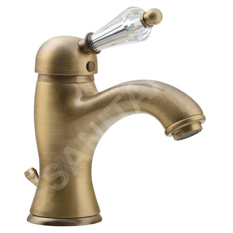 Sapho Kirké - Mitigeur de lavabo avec bonde, manette cristal, bronze KI02KB