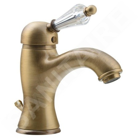 Sapho Kirké - Mitigeur de lavabo avec bonde, manette cristal, bronze KI02KB