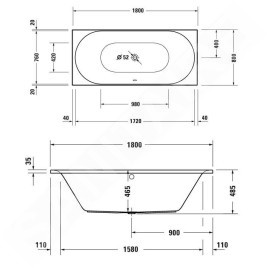 Duravit D-Neo - Baignoire 1800x800 mm, blanc 700476000000000
