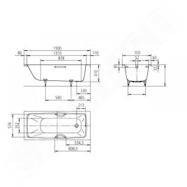 Kaldewei Advantage - Baignoire Cayono Star 753, 1500x700 mm, avec trous pour poignées, antidérapante, blanche 275330000001