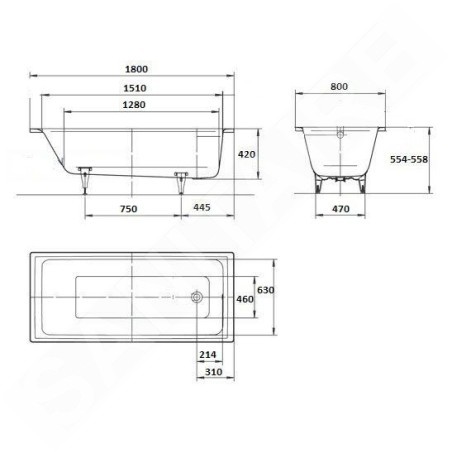 Kaldewei Ambiente - Baignoire Puro 653, 1800x800 mm, effet perl, blanc 256300013001
