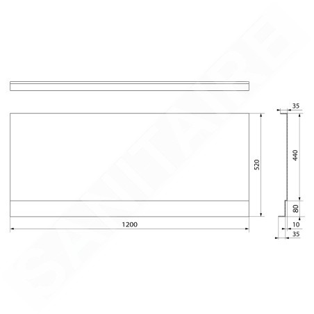Polysan Couvert - Panneau frontal 120, 1200 x 520 mm, blanc 72853