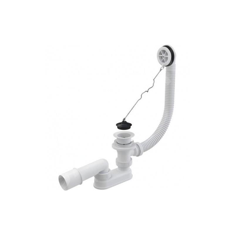 Alcadrain Garnitures de vidage - Kit de vidange pour baignoire 570 mm, avec trop-plein, incl. bouchon avec chaîne A502 Alcadrain Garnitures de vidage - Kit de vidange pour baignoire 570 mm, avec trop-plein, incl. bouchon avec chaîne A502