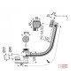 Alcadrain Garnitures de vidage - Garniture de vidage et remplissage par le trop-plein, longueur 570 mm, chrome A564CRM1 Alcadrain Garnitures de vidage - Garniture de vidage et remplissage par le trop-plein, longueur 570 mm, chrome A564CRM1