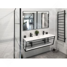 Sapho Ska - Support pour lavabo avec étagère, 1200 mm, noir mat SKA104