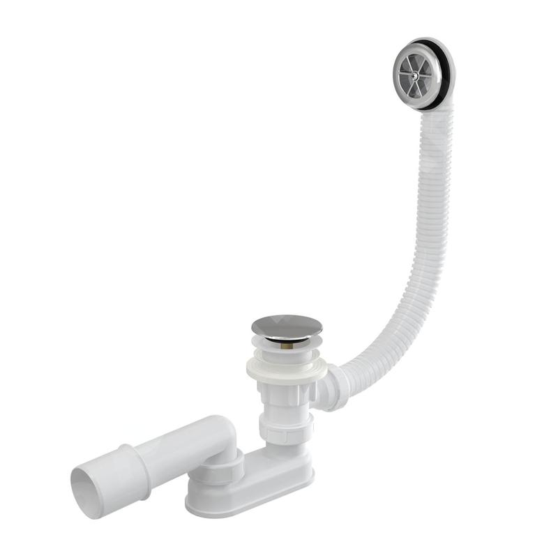 Alcadrain Garnitures de vidage - Kit vidange et trop-plein baignoire, longueur 80 cm, ClickClack, chromé A505CRM-80