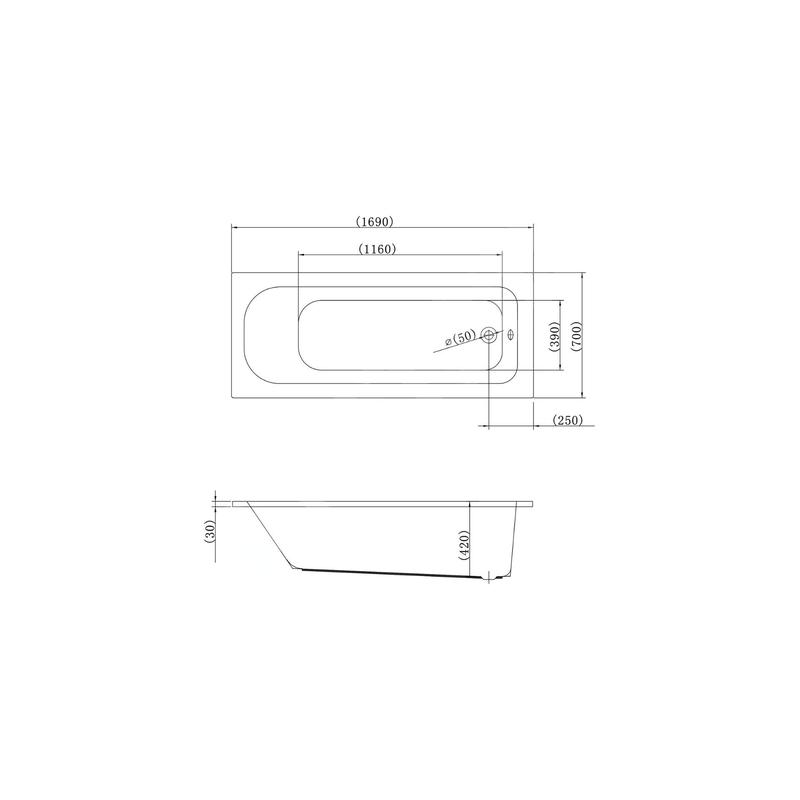 kielle Gaia - Baignoire rectangulaire 169x70 cm, blanc 11115330