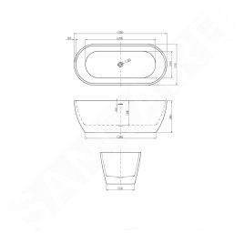 kielle Idolio - Baignoire îlot 170x75 cm, noir mat/blanc 11324434