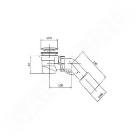 Cersanit Crea - Garniture de vidage de baignoire, ClickClack, or S904-009