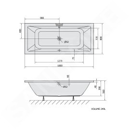 Polysan Baignoires - Baignoire rectangulaire Krysta, 1800x800x390 mm, blanc 71710