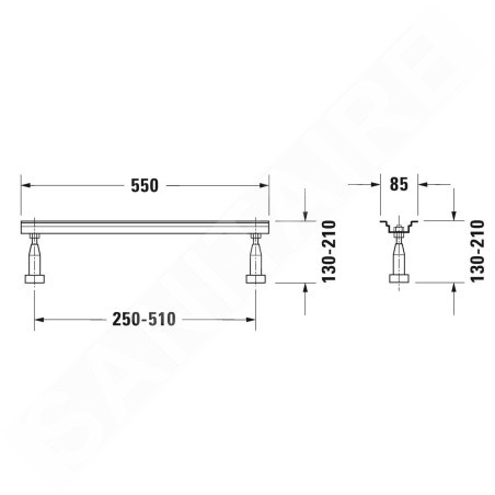 Duravit Accessoires - Pieds pour baignoires et receveurs de douche, pour une longueur à partir de 1000 mm 790100000000000