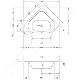 Duravit D-Code - Baignoire d’angle 1400x1400 mm, blanc 700137000000000