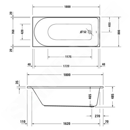 Duravit D-Neo - Baignoire 1800x800 mm, blanc 700475000000000