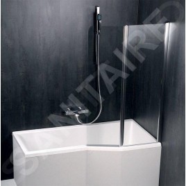 Polysan Paloma - Paroi de baignoire 1200 x 1500 mm, aluminium brillant/verre clair BS-120