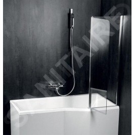 Polysan Paloma - Paroi de baignoire 1200 x 1500 mm, aluminium brillant/verre clair BS-120
