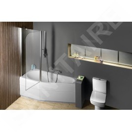 Polysan Paloma - Paroi de baignoire 1200 x 1500 mm, aluminium brillant/verre clair BS-120