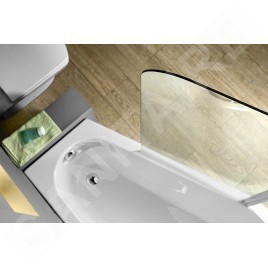 Polysan Paloma - Paroi de baignoire 1200 x 1500 mm, aluminium brillant/verre clair BS-120
