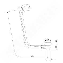 Polysan Accessoires - Garniture de vidage pour baignoire avec bowden, longueur 1275 mm, bouchon 72 mm, chrome 71683